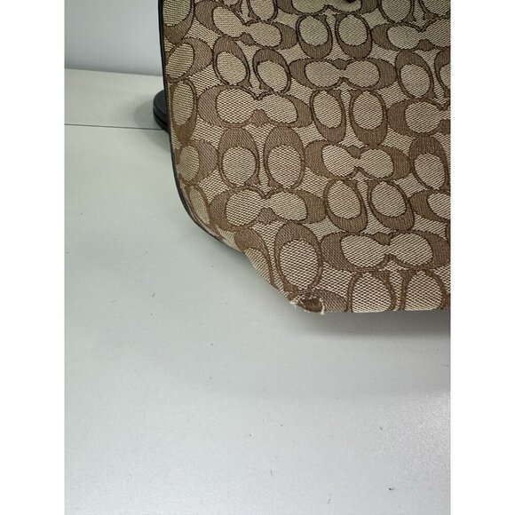 COACH TAYLOR PURSE Khaki & brown Signature C Jacquard Shoulder Tote Bag 37229 - Picture 6 of 11